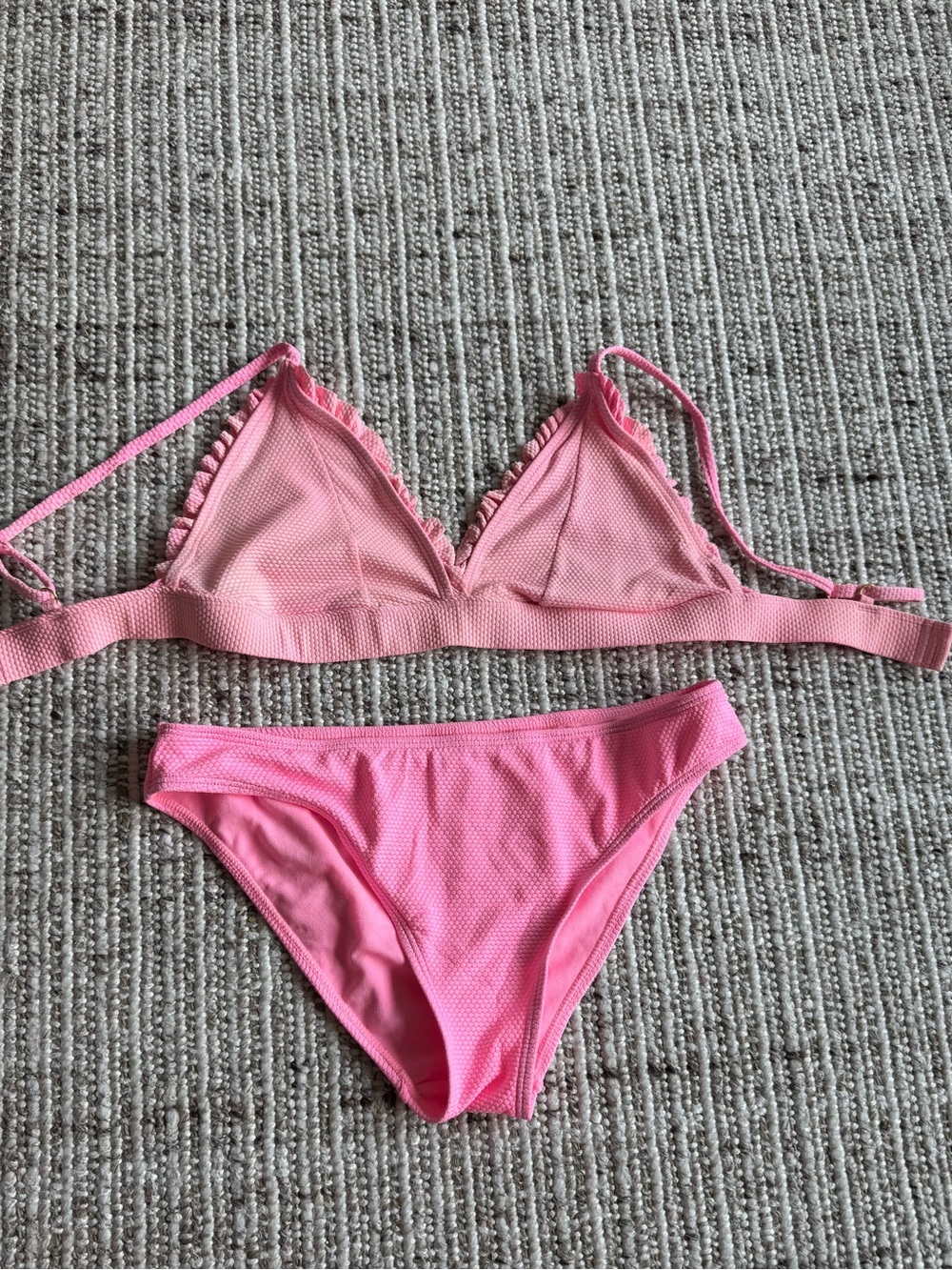 Women's Pink Ruffle Triangle Bra & Bikini Brief Set